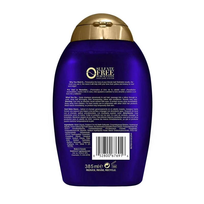 Zomorad.com photo OGX BLONDE ENHANCED PURPLE TONING SHAMPOO 01