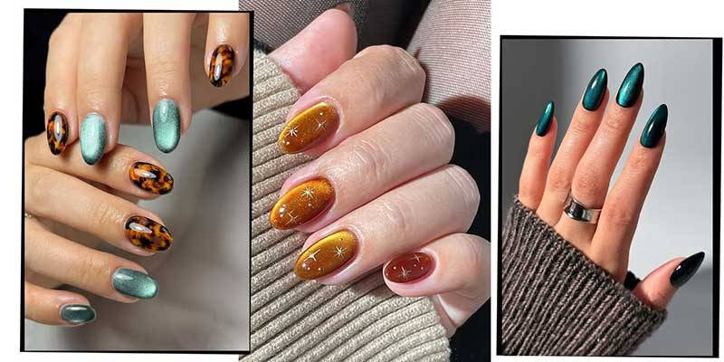 zomorad.com post طرح ناخن چشم گربه‌ای در رنگ‌های گرم