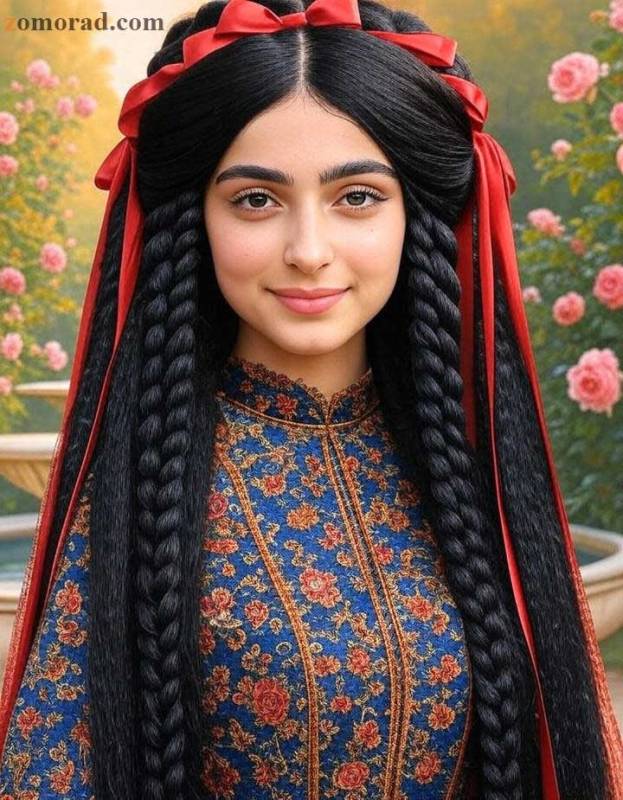 zomorad.com post مدل موهای الهام‌گرفته از دوران قاجار زیبایی از دل تاریخ گیس‌های چهل‌تایی کلاسیک Qajar 40 Braids 01