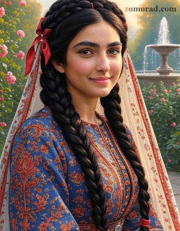 zomorad.com post مدل موهای الهام‌گرفته از دوران قاجار زیبایی از دل تاریخ گیس‌های چهل‌تایی کلاسیک Qajar 40 Braids 03