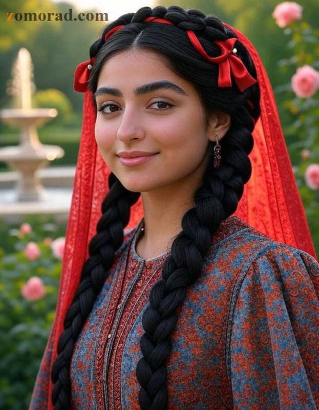 zomorad.com post مدل موهای الهام‌گرفته از دوران قاجار زیبایی از دل تاریخ گیس‌های چهل‌تایی کلاسیک Qajar 40 Braids 04